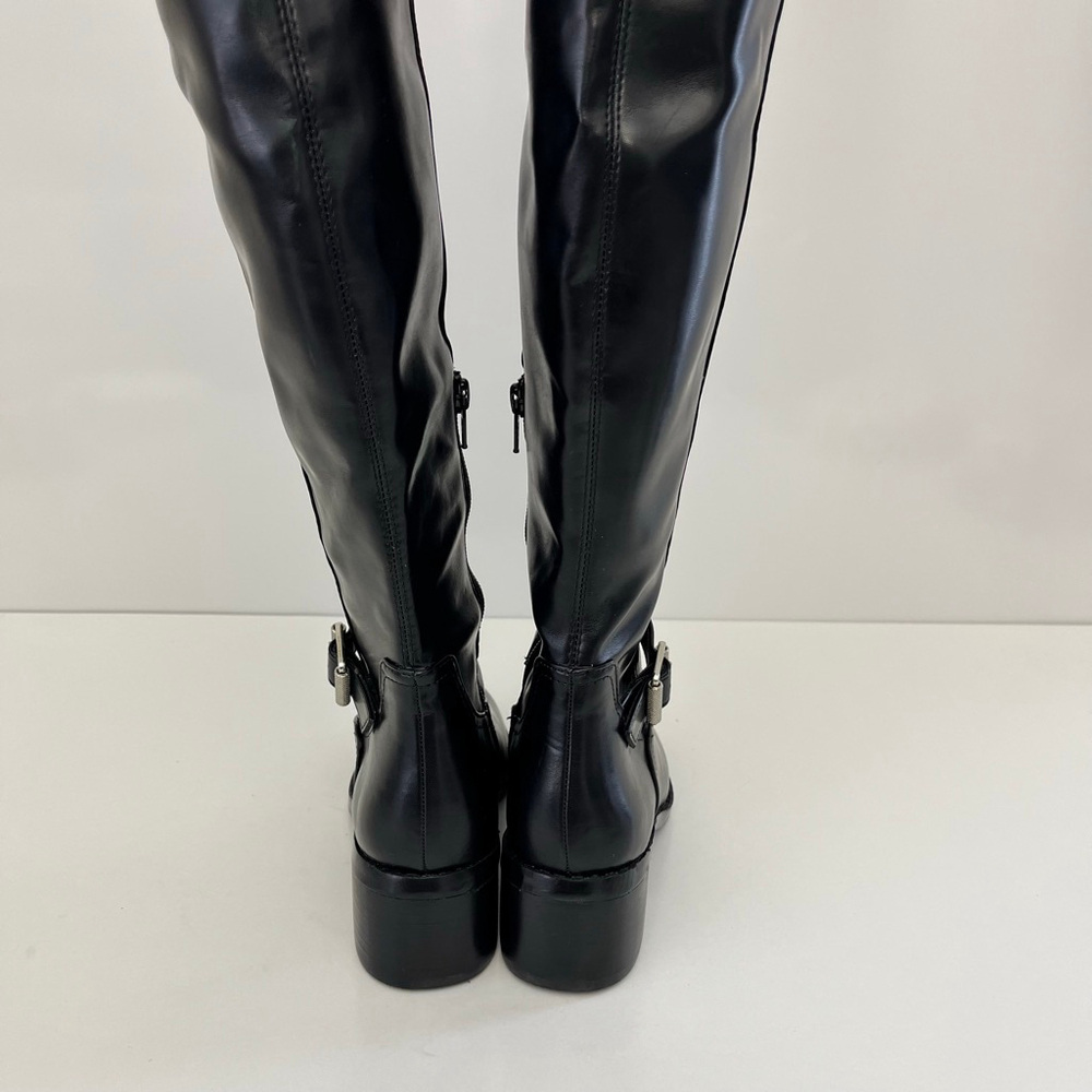 Black Over The Knee Boots Low Block Heel Buckle Riding Boots Size 5 DV Dolce Vit - Picture 9 of 17